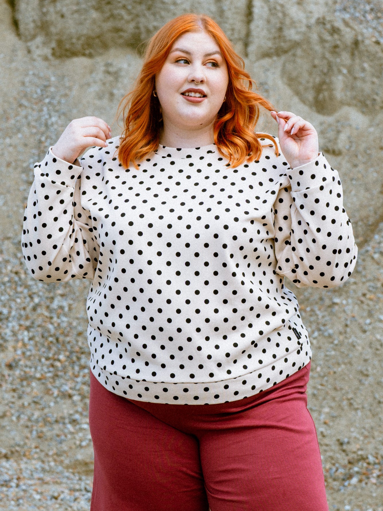 Plus size polka dot sweater shop
