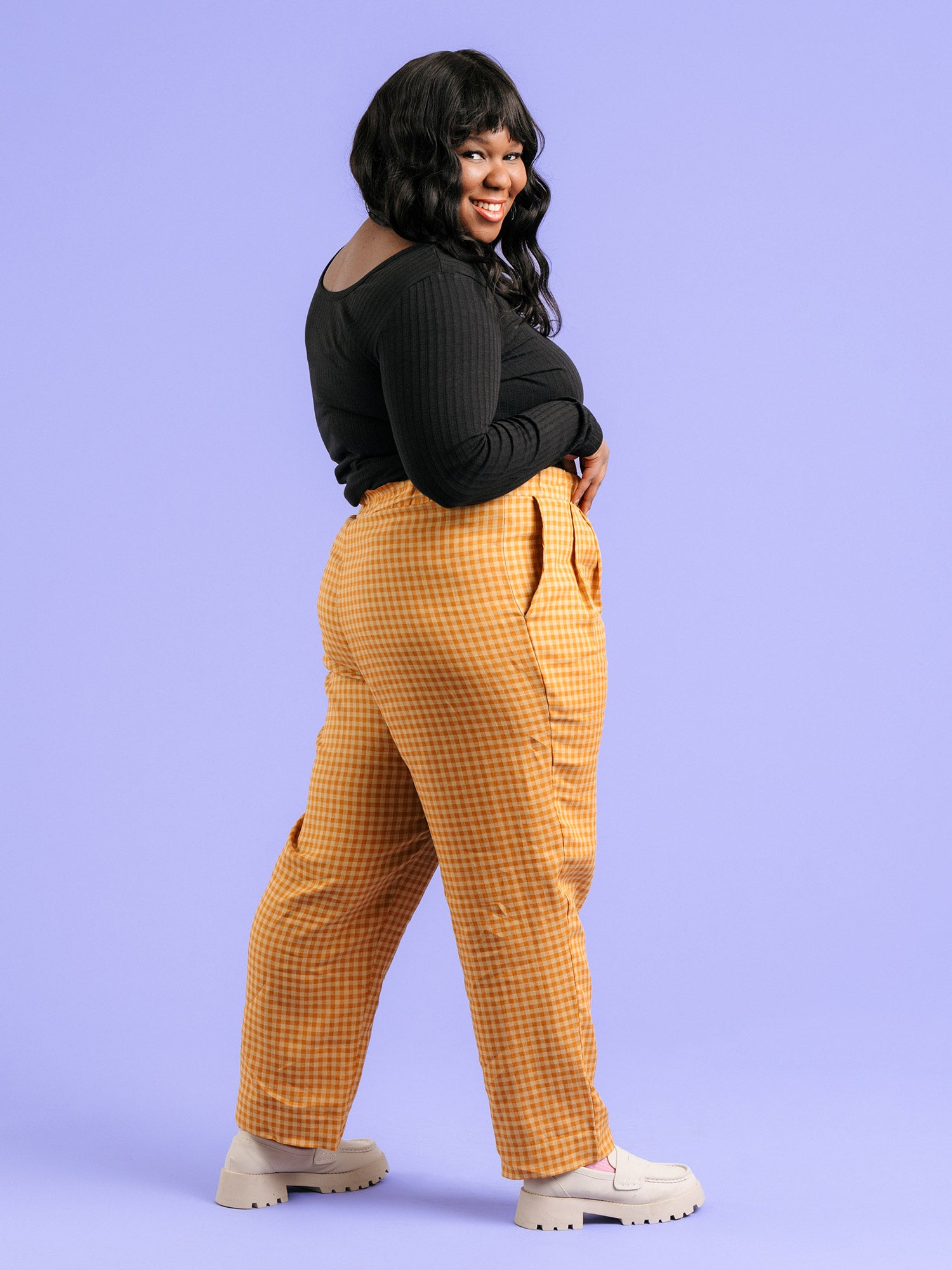 Yellow gingham pants outlet